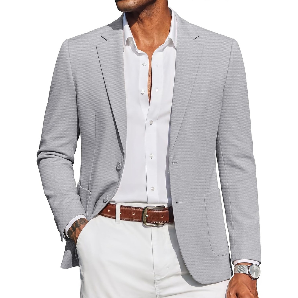 image:imageCOOFANDY Mens Casual Blazer Knit Sport Coat Regular Fit Suit JacketLight Grey