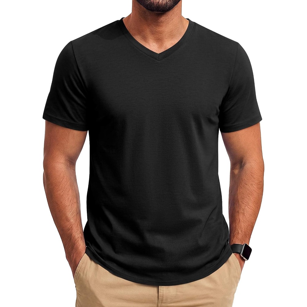 image:imageCOOFANDY Mens T Shirts Short Sleeve V Neck TShirt Casual Soft Basic TeeBlack