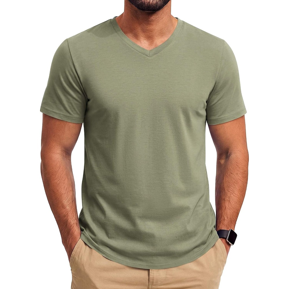 image:imageCOOFANDY Mens T Shirts Short Sleeve V Neck TShirt Casual Soft Basic TeeLight Green