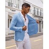 COOFANDY Mens Casual Blazer Knit Sport Coat Regular Fit Suit Jacket(Light Blue)