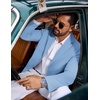 COOFANDY Mens Casual Blazer Knit Sport Coat Regular Fit Suit Jacket(Light Blue)