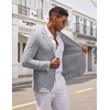COOFANDY Mens Casual Blazer Knit Sport Coat Regular Fit Suit Jacket(Light Grey)