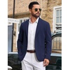 COOFANDY Mens Casual Blazer Knit Sport Coat Regular Fit Suit Jacket(Navy Blue)