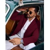 COOFANDY Mens Casual Blazer Knit Sport Coat Regular Fit Suit Jacket(Wine Red)