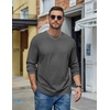 COOFANDY Mens Long Sleeve Tee Shirts Cotton Casual Basic T‑Shirts(Gray)