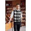 COOFANDY Men’s Sleeveless V Neck Pullover Sweater Argyle Knit Vest Sweaters(Black)