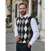 COOFANDY Men’s Sleeveless V Neck Pullover Sweater Argyle Knit Vest Sweaters(Black)