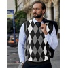 COOFANDY Men’s Sleeveless V Neck Pullover Sweater Argyle Knit Vest Sweaters(Black)