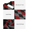 COOFANDY Men’s Sleeveless V Neck Pullover Sweater Argyle Knit Vest Sweaters(Black-red)