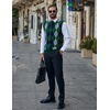 COOFANDY Men’s Sleeveless V Neck Pullover Sweater Argyle Knit Vest Sweaters(Green)