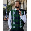 COOFANDY Men’s Sleeveless V Neck Pullover Sweater Argyle Knit Vest Sweaters(Green)