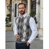 COOFANDY Men’s Sleeveless V Neck Pullover Sweater Argyle Knit Vest Sweaters(Grey)
