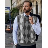 COOFANDY Men’s Sleeveless V Neck Pullover Sweater Argyle Knit Vest Sweaters(Grey)