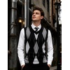 COOFANDY Men’s Sleeveless V Neck Pullover Sweater Argyle Knit Vest Sweaters(Gw262 Black and Gray Plaid)