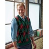 COOFANDY Men’s Sleeveless V Neck Pullover Sweater Argyle Knit Vest Sweaters(Gw345 Green and Black Plaid)