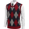 COOFANDY Men’s Sleeveless V Neck Pullover Sweater Argyle Knit Vest Sweaters(Gw573 Red and Gray Plaid)