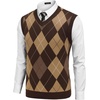 COOFANDY Men’s Sleeveless V Neck Pullover Sweater Argyle Knit Vest Sweaters(Gw602 Brown and Khaki)