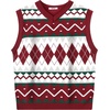 COOFANDY Men’s Sleeveless V Neck Pullover Sweater Argyle Knit Vest Sweaters(Gz981 Red and White Plaid)