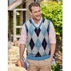 COOFANDY Men’s Sleeveless V Neck Pullover Sweater Argyle Knit Vest Sweaters(Light Blue)
