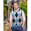 COOFANDY Men’s Sleeveless V Neck Pullover Sweater Argyle Knit Vest Sweaters(Light Blue)