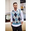 COOFANDY Men’s Sleeveless V Neck Pullover Sweater Argyle Knit Vest Sweaters(Light Blue)