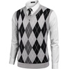 COOFANDY Men’s Sleeveless V Neck Pullover Sweater Argyle Knit Vest Sweaters(Light Grey)