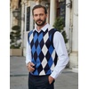 COOFANDY Men’s Sleeveless V Neck Pullover Sweater Argyle Knit Vest Sweaters(Navy Blue)