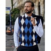 COOFANDY Men’s Sleeveless V Neck Pullover Sweater Argyle Knit Vest Sweaters(Navy Blue)