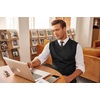 COOFANDY Men’s Sleeveless V Neck Pullover Sweater Argyle Knit Vest Sweaters(Pure Black)