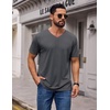 COOFANDY Mens T Shirts Short Sleeve V Neck T-Shirt Casual Soft Basic Tee(Dark Gray)