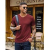 COOFANDY Mens T Shirts Short Sleeve V Neck T-Shirt Casual Soft Basic Tee(Dark Red)