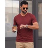 COOFANDY Mens T Shirts Short Sleeve V Neck T-Shirt Casual Soft Basic Tee(Dark Red)