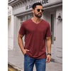 COOFANDY Mens T Shirts Short Sleeve V Neck T-Shirt Casual Soft Basic Tee(Dark Red)
