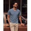 COOFANDY Mens T Shirts Short Sleeve V Neck T-Shirt Casual Soft Basic Tee(Hazy Blue)