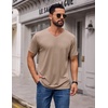 COOFANDY Mens T Shirts Short Sleeve V Neck T-Shirt Casual Soft Basic Tee(Khaki)