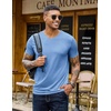 COOFANDY Mens T Shirts Short Sleeve V Neck T-Shirt Casual Soft Basic Tee(Light Blue)