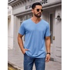 COOFANDY Mens T Shirts Short Sleeve V Neck T-Shirt Casual Soft Basic Tee(Light Blue)