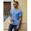 COOFANDY Mens T Shirts Short Sleeve V Neck T-Shirt Casual Soft Basic Tee(Light Blue)