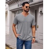 COOFANDY Mens T Shirts Short Sleeve V Neck T-Shirt Casual Soft Basic Tee(Light Gray)