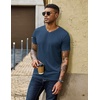 COOFANDY Mens T Shirts Short Sleeve V Neck T-Shirt Casual Soft Basic Tee(Navy Blue)