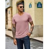 COOFANDY Mens T Shirts Short Sleeve V Neck T-Shirt Casual Soft Basic Tee(Pink)