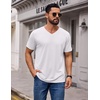 COOFANDY Mens T Shirts Short Sleeve V Neck T-Shirt Casual Soft Basic Tee(White (3-pack))