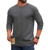 COOFANDY Mens Long Sleeve Tee Shirts Cotton Casual Basic T‑Shirts(Gray)