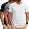 COOFANDY Mens T Shirts Short Sleeve V Neck T-Shirt Casual Soft Basic Tee(Black/ White/ Light Gray)