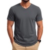COOFANDY Mens T Shirts Short Sleeve V Neck T-Shirt Casual Soft Basic Tee(Dark Gray)