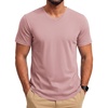 COOFANDY Mens T Shirts Short Sleeve V Neck T-Shirt Casual Soft Basic Tee(Pink)