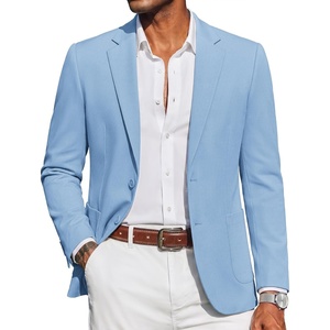 COOFANDY Mens Casual Blazer Knit Sport Coat Regular Fit Suit Jacket(Light Blue)