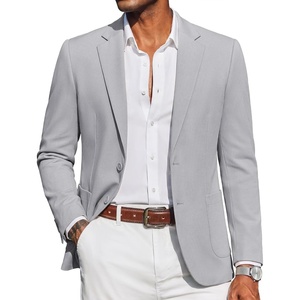 COOFANDY Mens Casual Blazer Knit Sport Coat Regular Fit Suit Jacket(Light Grey)