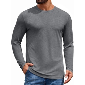 COOFANDY Men’s Long Sleeve T-Shirt Cotton Blend T Shirts Casual Crew Neck Basic Tee Soft Classic Regular Fit Tshirts(Medium Gray)