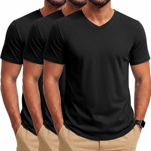 COOFANDY Mens T Shirts Short Sleeve V Neck T-Shirt Casual Soft Basic Tee(Black (3-pack))
